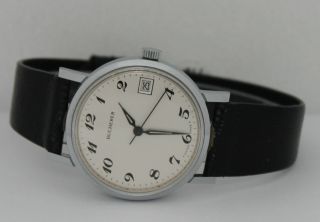 Vintage Bucherer Hand Winding Stainless Steel White Dial 34mm Circa 1960s Watch 2