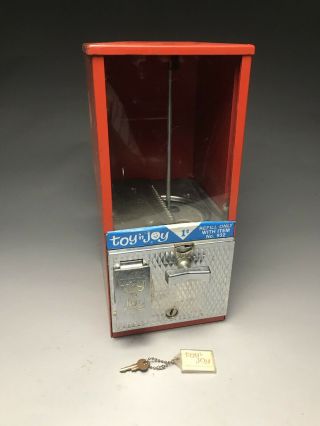 Vintage Toy N Joy Gumball Machine 1 Cent Key And Chain Coin Op