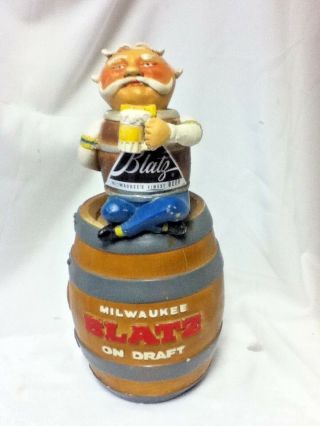 Blatz Beer Sign Vintage Back Bar Statue Keg Toy Barrel Guy Chalkware Chalk