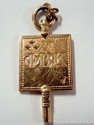 1952 Vintage 14k Gold Rutgers Greek Key Charm Pendant Fraternity Phi Beta Kappa