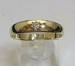 Vintage Mans 9ct Gold Solitaire Diamond Band Ring Gold Massive Size Z,  6