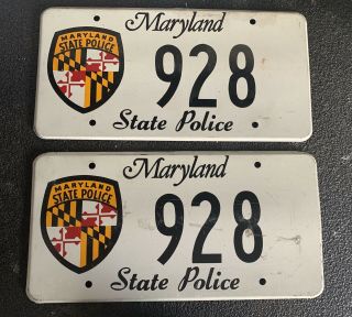 Vintage Maryland State Vehicle Police Highway Patrol Trooper License Plate