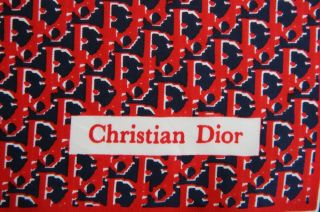 Classic Christian Dior Vintage Logos Trotter 100 Silk Scarf Red/navy - Italy