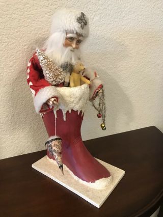 Bethany Lowe Designs Christmas Deco " Vintage Santa In Boot "