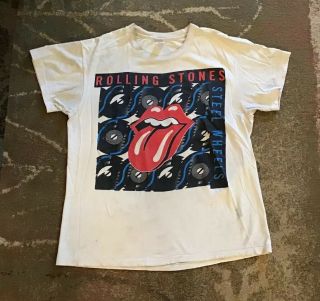 The Rolling Stones Lp Steel Wheels Vintage Concert Shirt 1989 2 Sided Memorylen