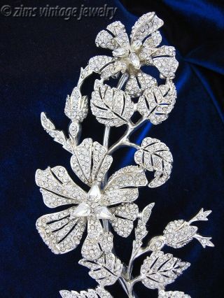 JOAN RIVERS Edwardian LARGE Silver rhinestone FLORAL Flower diamante PIN brooch 2