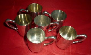 Set Of 6 Continental Silver Tot Cups,  Shaped In Form Of A Mug