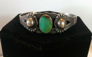 Vintage Navajo Sterling Silver Old Pawn Royston Turquoise Cuff Bracelet