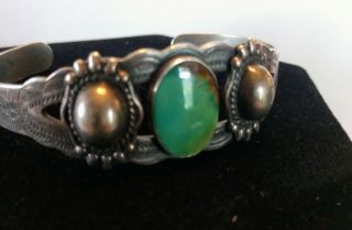 Vintage Navajo Sterling Silver Old Pawn Royston Turquoise Cuff Bracelet 7