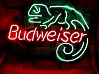 Bud Weiser Man Cave Bar Vintage Neon Light Sign Lizard Shop Wall Room Club Party