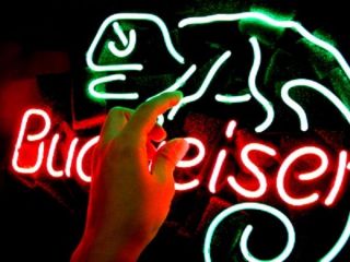 BUD WEISER Man Cave Bar Vintage NEON LIGHT SIGN LIZARD Shop Wall Room Club Party 3