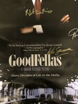 Vintage Goodfellas Movie Poster Cast Hand Signed Pesci Robert DeNiro 4