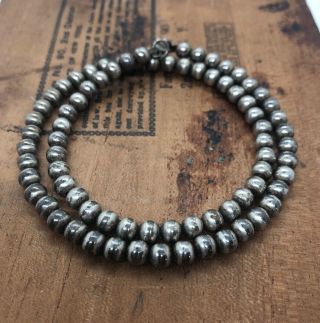 Vintage Sterling Silver Ball Bead Necklace 18” 925 Mexico