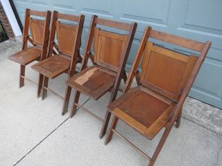 Vintage 2 Pair Wood Folding Slat Chairs 4 Chairs 3