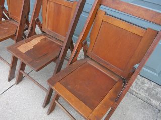 Vintage 2 Pair Wood Folding Slat Chairs 4 Chairs 4