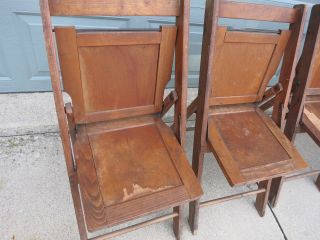 Vintage 2 Pair Wood Folding Slat Chairs 4 Chairs 5