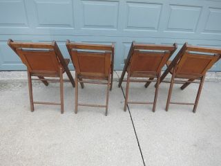 Vintage 2 Pair Wood Folding Slat Chairs 4 Chairs 6