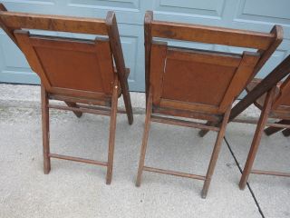 Vintage 2 Pair Wood Folding Slat Chairs 4 Chairs 7