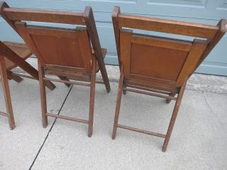 Vintage 2 Pair Wood Folding Slat Chairs 4 Chairs 8