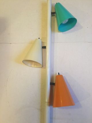 Vintage Retro Tension Pole Floor Lamp 3 Globe Bright Colored Cone Shades Funky 6