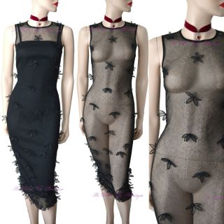 Dolce & Gabbana Vintage 1990 3 In 1 Black Floral Sexy Dress Size Uk 8 Us 4 40 Dg