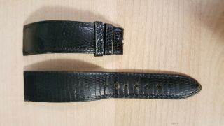 100 Authentic Vintage Rolex Black Lizard Strap bands 20mm - 16mm 2