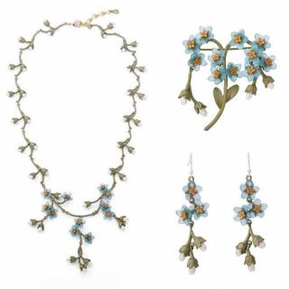2019 Amybaby Vintage Forget Me Not Blue Flower Hand Patinaed Bronze Freshwater P