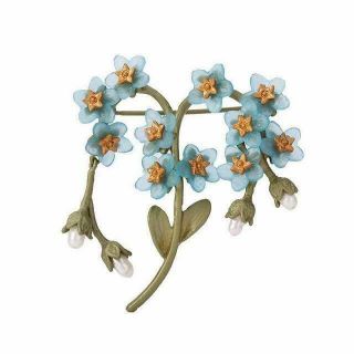 2019 Amybaby Vintage Forget Me Not Blue Flower Hand Patinaed Bronze Freshwater P 3