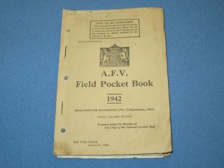 Ww2 Wwii Great Britain A.  F.  V.  Field Pocket Book 1942 Tank Panzer Armoured Car