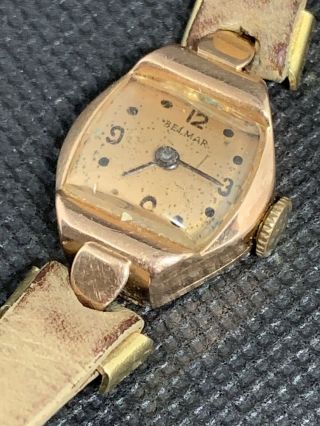 Vintage Ladies 17j Belmar 14k Solid Rose Gold Wrist Watch Runs 1945