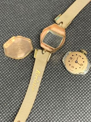 Vintage ladies 17j Belmar 14k solid rose gold wrist watch Runs 1945 3