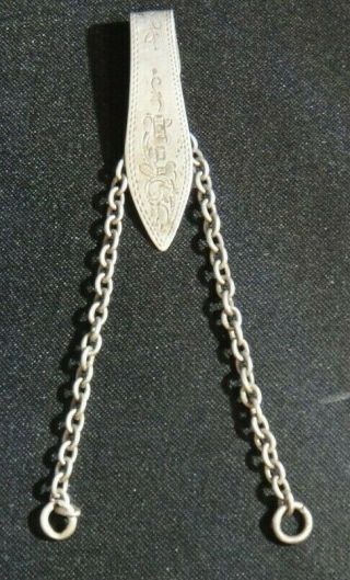 Pretty Solid Silver 2 Chain Chatelaine Clip - By Hilliard & Thomasen - Date 1900