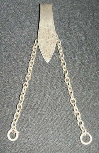 PRETTY SOLID SILVER 2 CHAIN CHATELAINE CLIP - BY HILLIARD & THOMASEN - DATE 1900 2