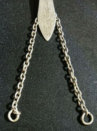 PRETTY SOLID SILVER 2 CHAIN CHATELAINE CLIP - BY HILLIARD & THOMASEN - DATE 1900 4