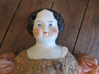 Rare 32” Large Covered Wagon China Head Doll Germany Sawdust Body Leather Arms 2