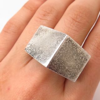 925 Sterling Silver Vintage Heavy Chunky Edged Ring Size 7 1/4