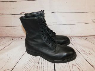Vintage 1994 Wolverine Black Military Combat Boots Steel Toe Size 9 1/2 Exclnt