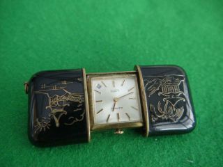 Vintage Japanese Design Enamel Mappin Pocket Travel Clock