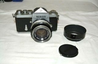 Vintage Nikon F Slr With 50mm 1.  4 Lens