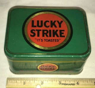 Antique Lucky Strike Sliced Plug Tin Litho Tobacco Can Vintage Country Store Old