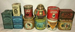 ANTIQUE LUCKY STRIKE SLICED PLUG TIN LITHO TOBACCO CAN VINTAGE COUNTRY STORE OLD 8