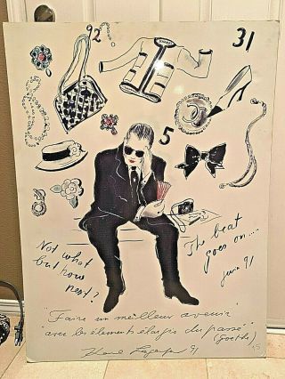 Rare 1991 Vintage Chanel Karl Lagerfeld Advertising Poster Hard Board