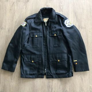 Vintage 1970’s Nylon Chicago Police Department Motorcycle Jacket Sz 42 Long Cpd