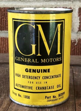 Vtg Nos 1960 Gm General Motors Crank Case Oil Can 15 Oz Tin Full Detroit