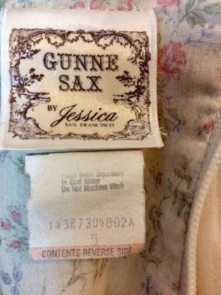 Vintage 70s Gunne Sax By Jessica Floral Prairie Boho Wedding Dress Maxi Size 5 7