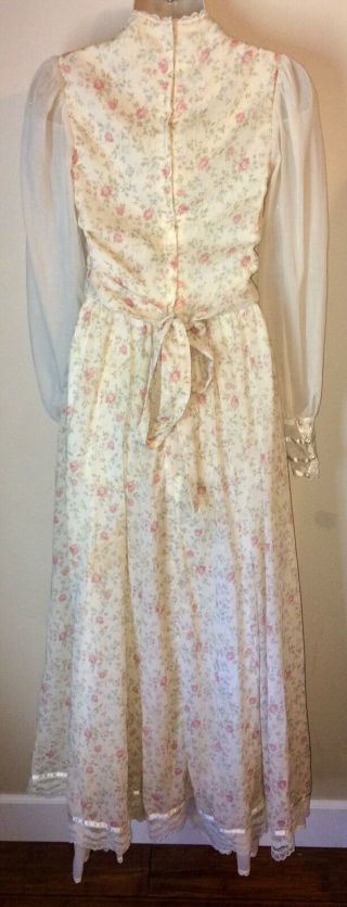 Vintage 70s Gunne Sax By Jessica Floral Prairie Boho Wedding Dress Maxi Size 5 8