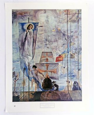 Vintage Salvador Dali Discovery Of America Surrealism 1960 Lithograph Print Z47