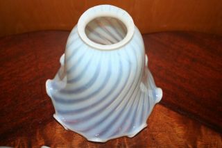 5 Vintage Fenton Opalescent Lamp Shades Twist Pattern Hand Blown Art Glass 12
