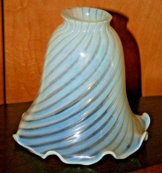 5 Vintage Fenton Opalescent Lamp Shades Twist Pattern Hand Blown Art Glass 2