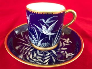 Fine Antique Minton / Moore Pat Sur Pat Porcelain Cup And Saucer.  4.